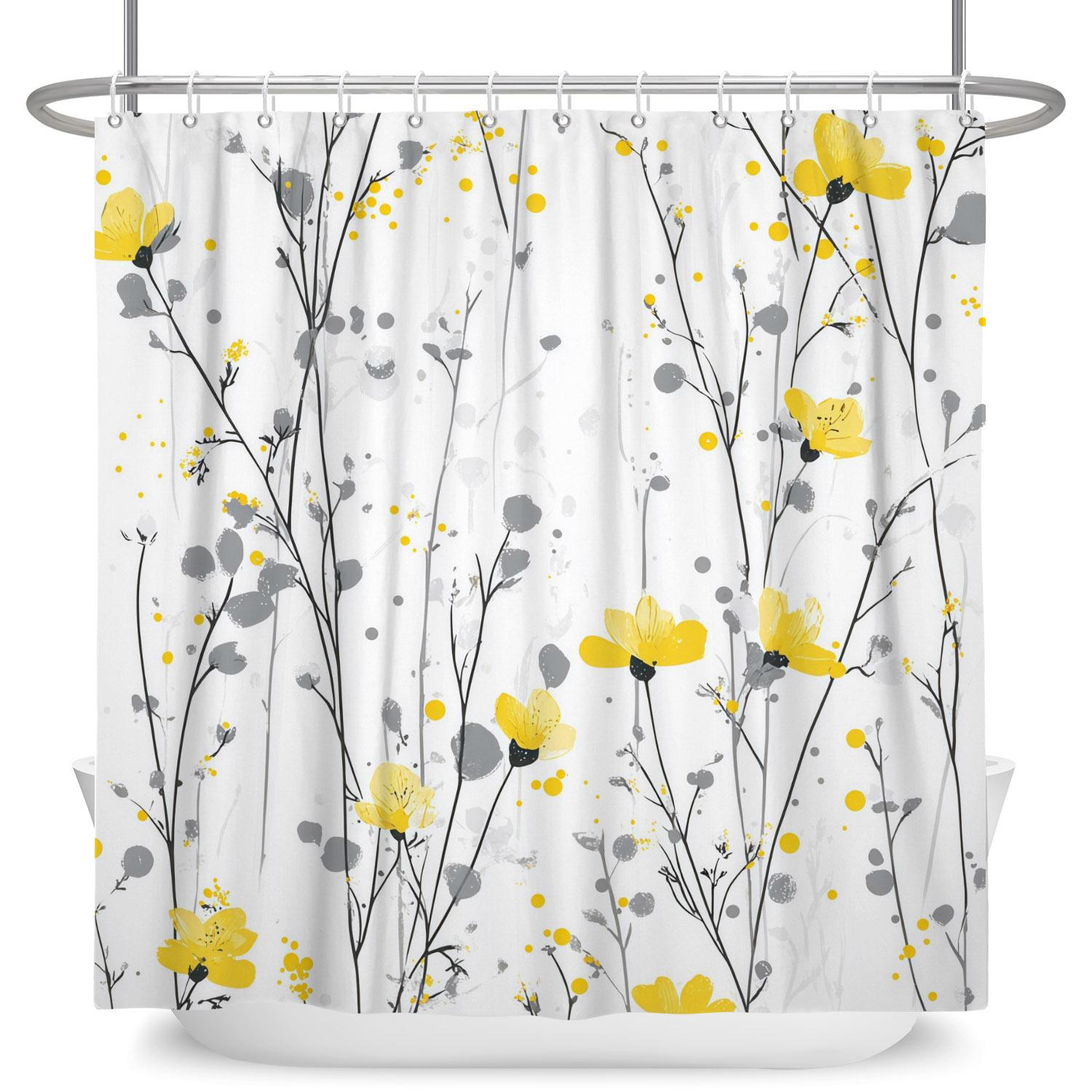 

Fresh Natural Style Bathroom Shower Curtains Butterfly Flowers Green Leaves Home Bathroom Decor Waterproof Curtain With Hooks W60H190(CM)-1 Pcs