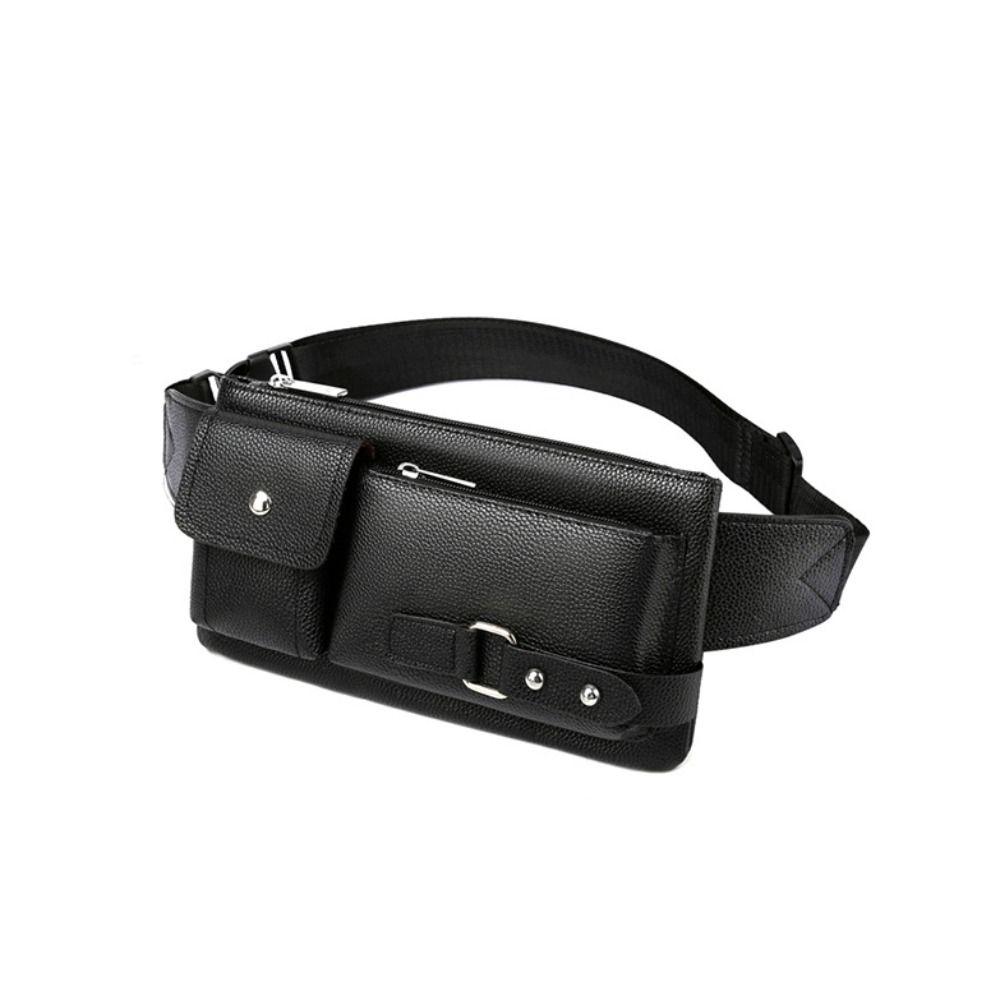 Waterproof Multi Pocket Fanny Pack Large-capacity PU Leather Waist Bag  Travel