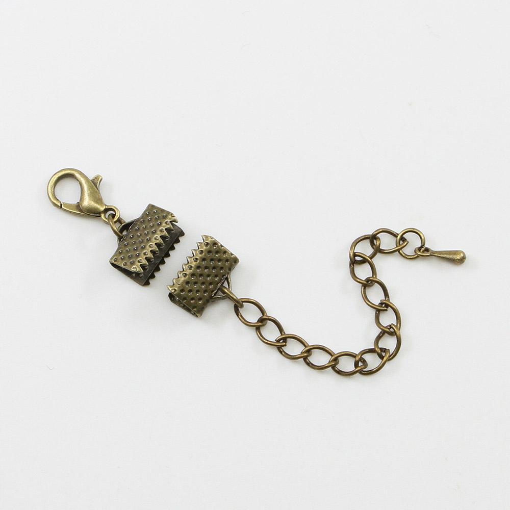 10Pcs Ribbon Leather Cord End Fastener Clasps Extender Chain Lobster Clasps Connectors For Jewelry Making Diy Bracelet Findings