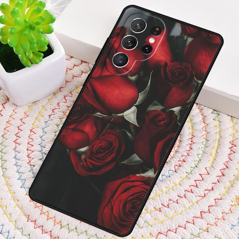 Red Rose TPU Phone Case For Samsung Galaxy note 10 pro S26 S25 S24 S23 S22 Ultra Plus S21 FE S20 Shockproof Cover