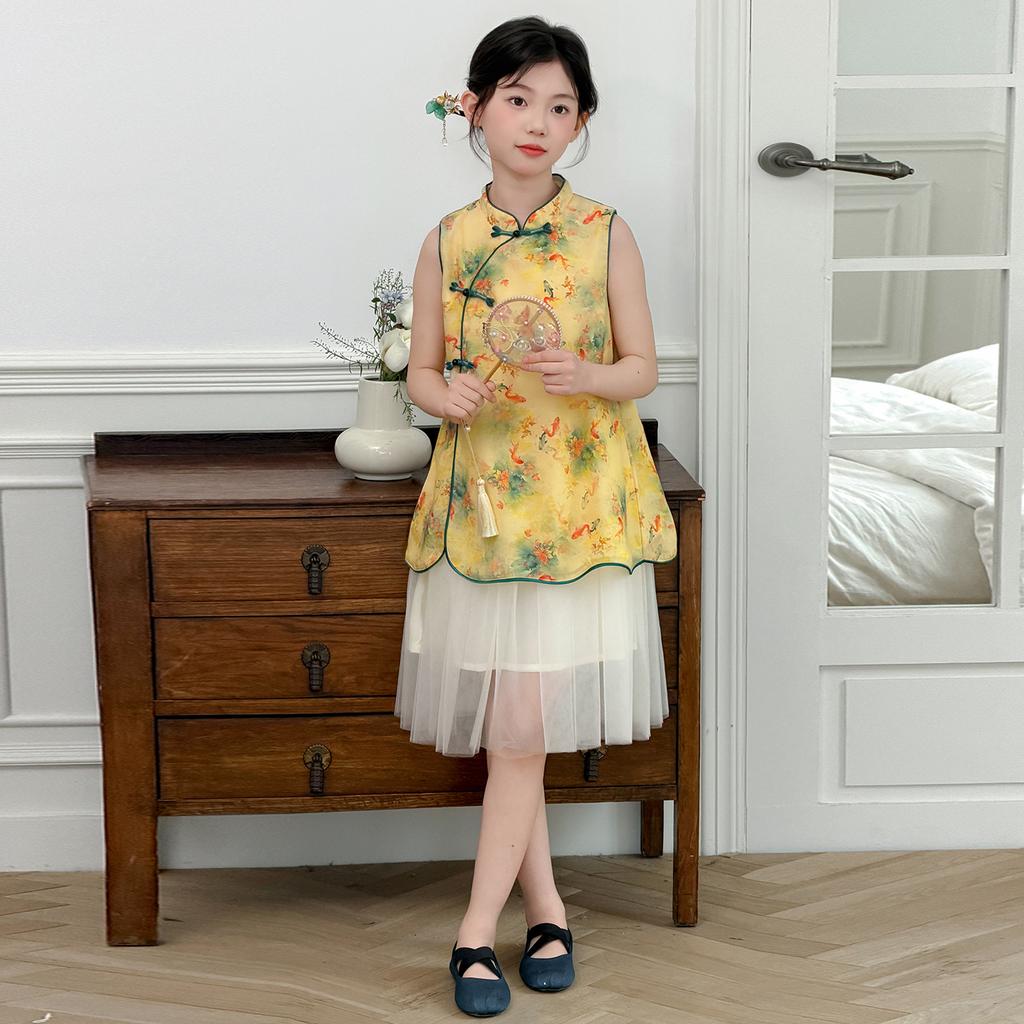 Girls' Cheongsam Dress Summer Dress 2026 New Style Children's Chinese Style Tang Dress Hanfu Summer Princess Dress