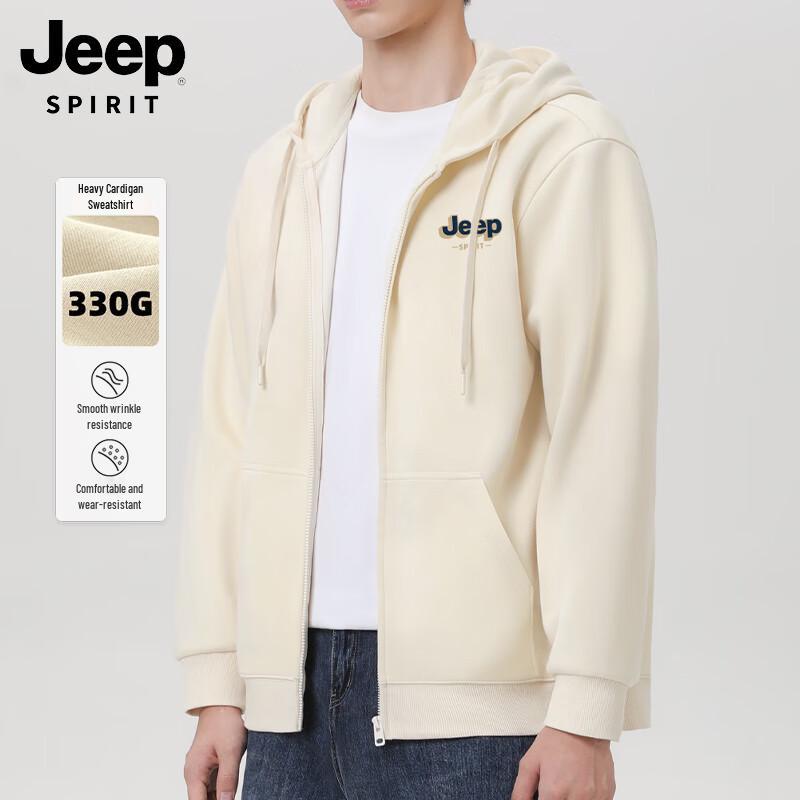 JEEP SPIRIT Men's Heavyweight 330G Casual Loose Fit Zip-Up Hoodie