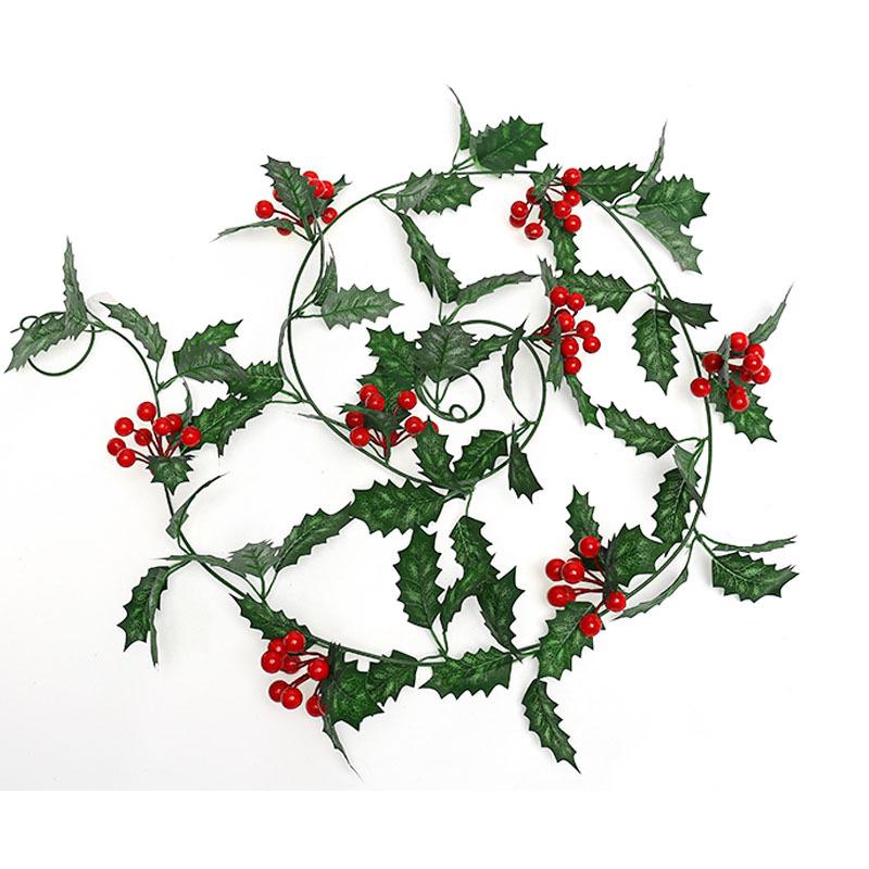 2026 Artificial Christmas Vine with Red Berries - European and American Wall Hanging Decoration
