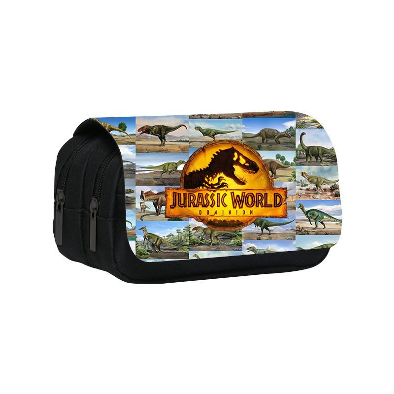 Jurassic World Dinosaur Pattern Double Layer Stationery Storage Bag For Students And Office Use