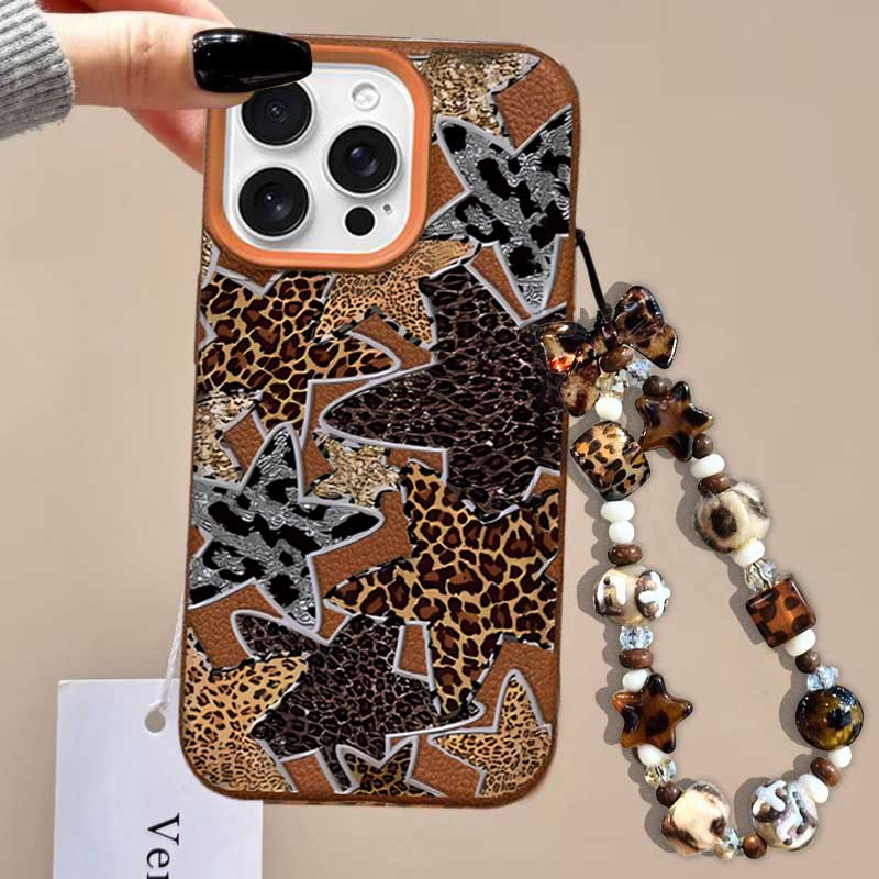 Leopard Print Star Chain Case For OPPO A3 A5 A6 PRO A5X A40 A18 A38 A60 A58 A78 A94 A74 F31 RENO 11F 12F 14 PRO 7 10 6 5 Lite 5F