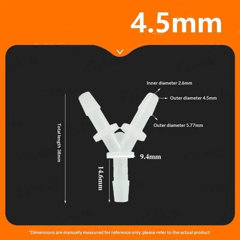 Y-Shaped Three-Way Connector Tee Joint 1.6~6.4Mmwater Divider Polypropylene Pp Plastic Gas Oil Aquarium Hose Pagoda Joint
