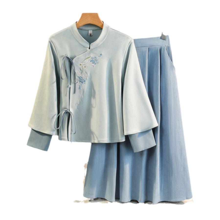 Retro vyšívaný jelenicový top ve stylu Tang a čínský oděv čchong-sam (cheongsam) pro ženy