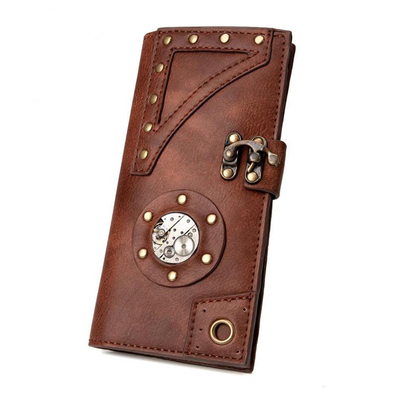 Johnature Vintage Long Wallet Card Holder Unisex Steampunk High Quality Pu Leather Solid Color Large Clutch Wallets