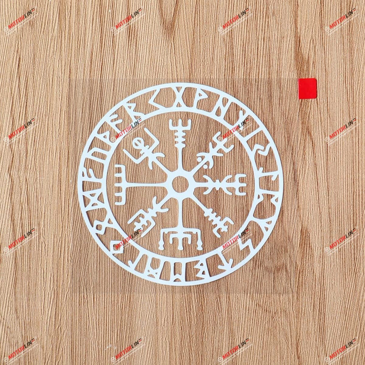 6   White Vegvisir Viking Runic Compass Decal Sticker Viking Odin Norse Vinyl