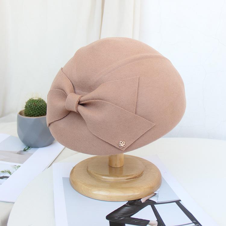 

Шляпа Женская Осенне-Зимняя Шерстяная Шляпа Стюардессы Берет Британский Винтажный Универсальная Цилиндр Модный Тренд M（56-58cm）