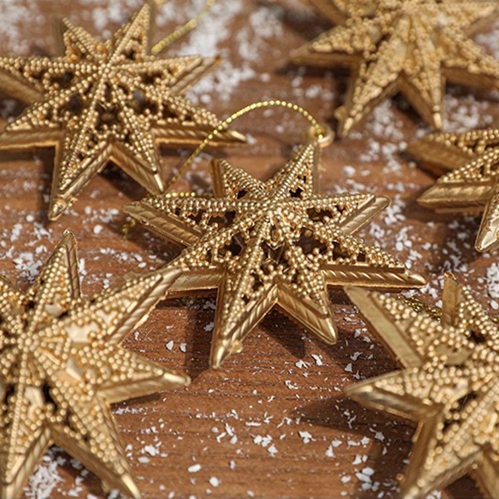 6pcs Hollowed Out Pentagram Hanging Decoration 3D Christmas Tree Decoration  Home Decor Gifts