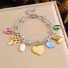 DIEYURO 316L Stainless Steell Flower Pearl Rhinestones Pendant Bracelet For Women Fashion New Classic Wrist Chain Jewelry Gift