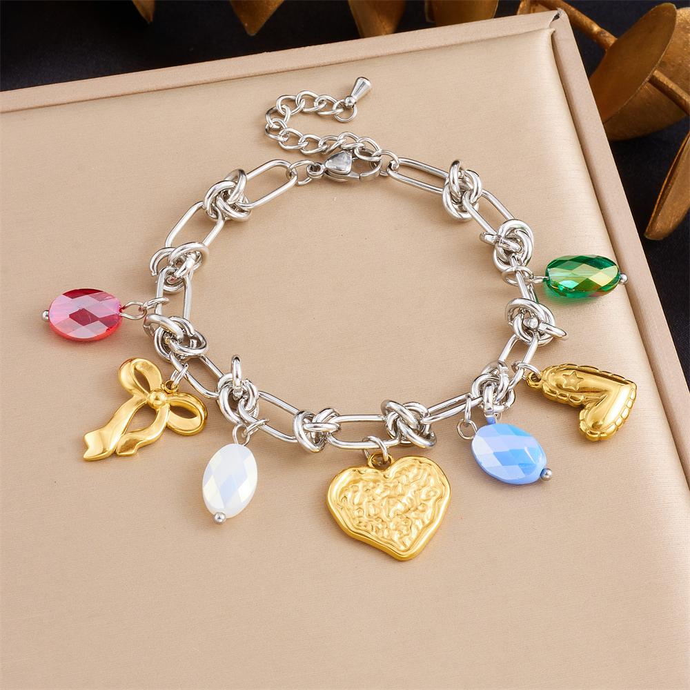 DIEYURO 316L Stainless Steell Flower Pearl Rhinestones Pendant Bracelet For Women Fashion New Classic Wrist Chain Jewelry Gift