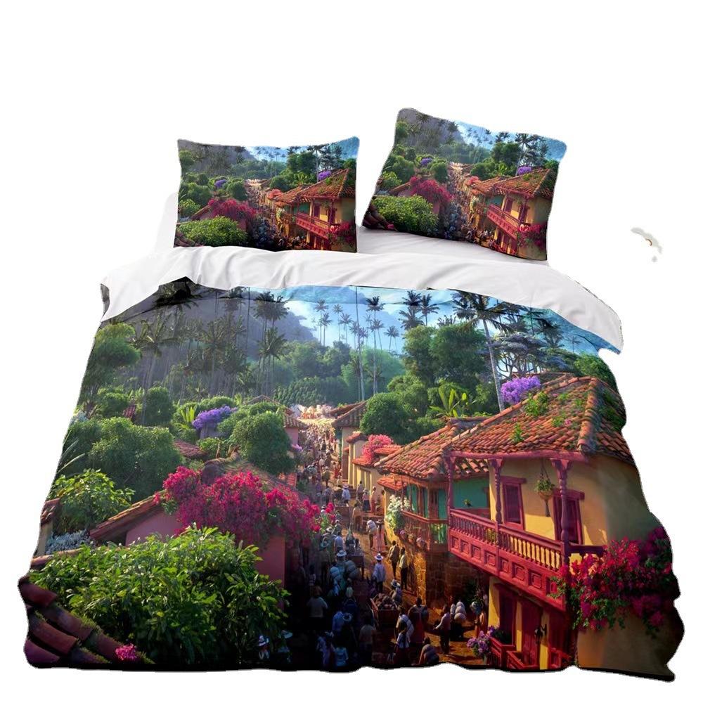Magic Full House Three-Piece 3D Digital Printing Quilt Cover Pillowcase