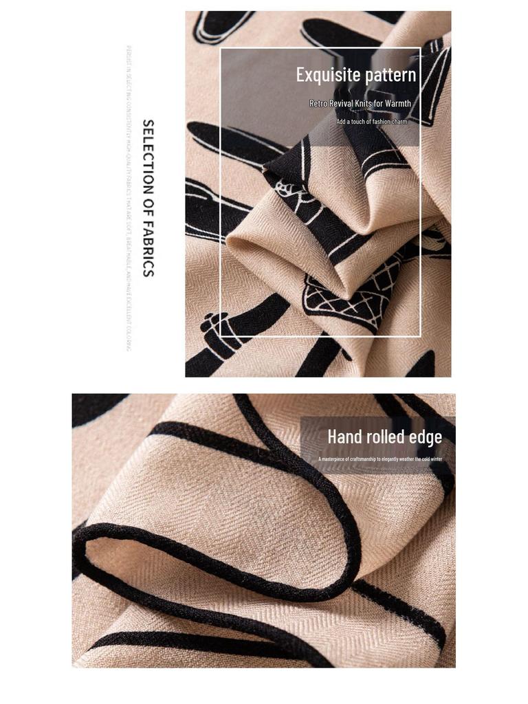 Elegant Silk Wool Scarf - 2025 Autumn Collection: Women's High-End Neck Warmer & Decorative Commuting Shawl