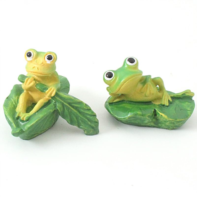 INOOMP Groda Figurer (2 st) Dekorativa grodfigurer Minigrodor Bordsdekor Trädgårdsdisplay Söta Natur