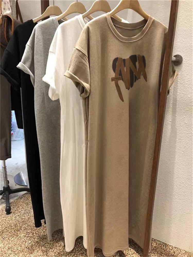 Robe d'été pour femme, style coréen, ample, mi-longue, au-dessus du genou, décontractée