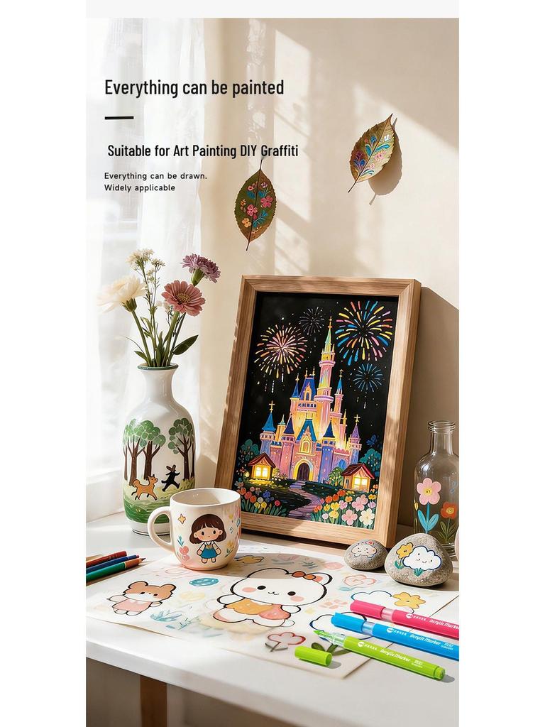 Acrylic Markers for Kids: Opaque Watercolor Pens, Stackable, Soft-Tip for Art Projects