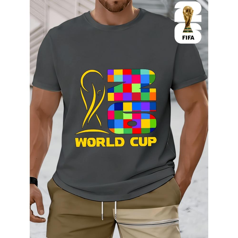 Men'S Short-Sleeve T-Shirt Featuring a Fun FIFA Football Design for The 2026 Usa-Canada-Mexico World Cup, Perfect for Street Style.