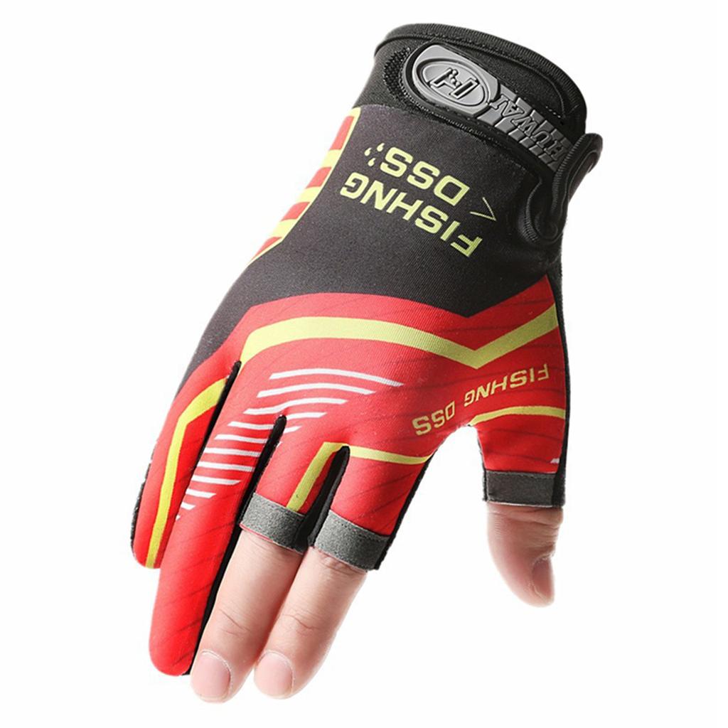 1 Pair Anti-Slip Fishing Gloves 3 Finger Cut Design UV Protection Breathable Universal for Men Women Kayaking Rowing 21x10cm