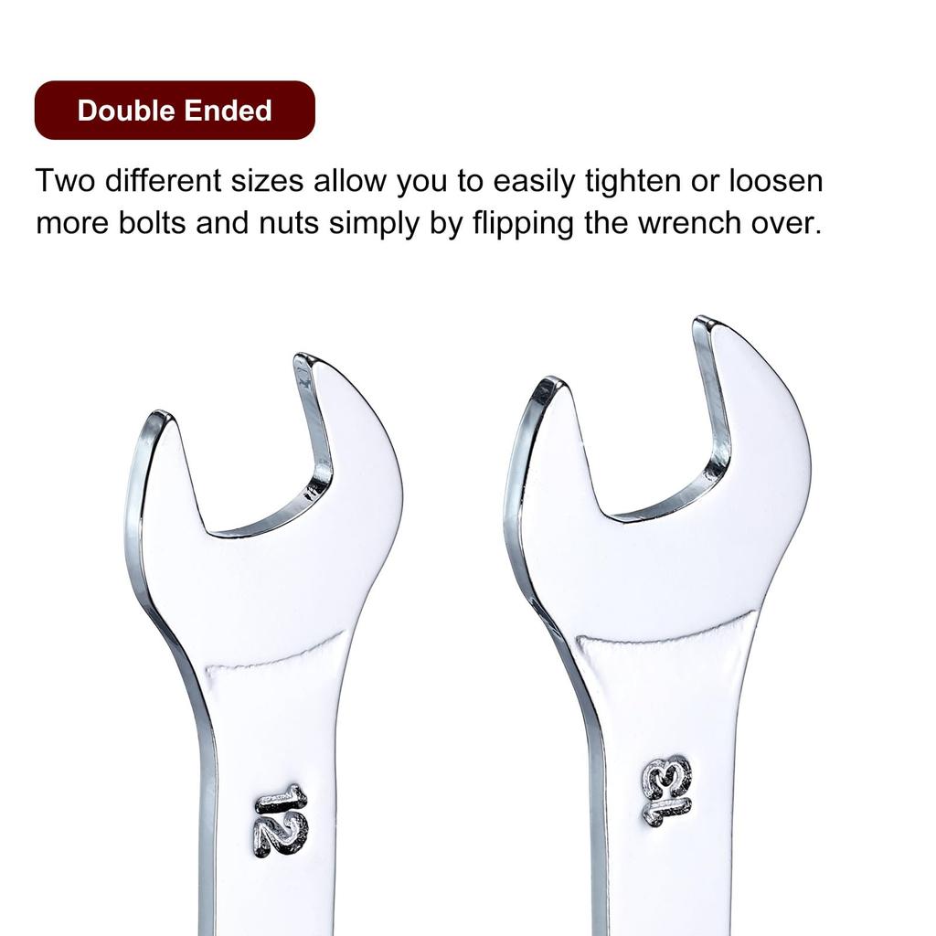 uxcell Thin Open End 12mm x 13mm Metric Double Open End Chrome Mirror High Carbon Thin Wrenches for Home Machine 10 Pieces Wrenches, Wrenches, Plated,