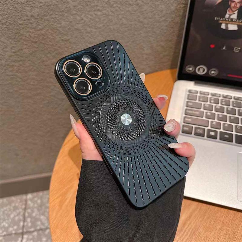 Luxus-PC-Kühltelefonhülle für iPhone 16 15 14 13 12 Pro Max Magnetische aushöhlen stoßfeste Stoßstangenabdeckung