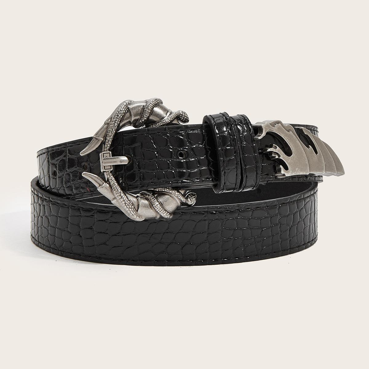 Sluiting met slang Crocodilpatroon PU Leer Riem Voor Dames Mode Casual Jurk Jeans Accessoires Tailleband Meisjes Zwarte Tailleband 110cm black