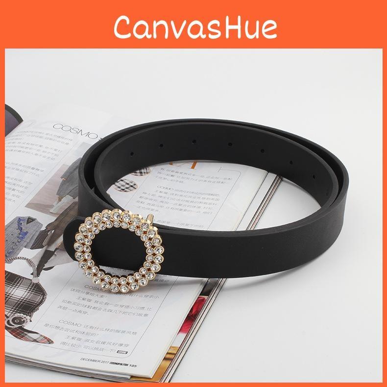 Round Buckle Waist Belt Womens Imitation Leather Material