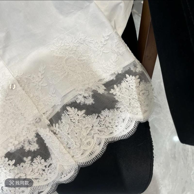 New Spring White Shirt High-end and Stylish Lace Crocheted French Top for Women