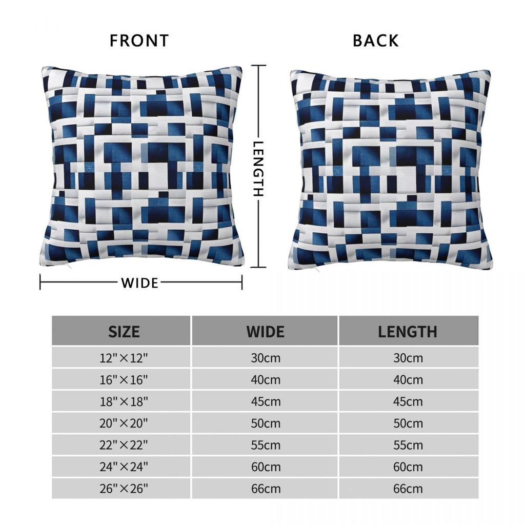 White Blue Rectangles Checkered Square Pillowcase Polyester Linen Velvet Creative Zip Decor Pillow Case Home Cushion Cover 45X45