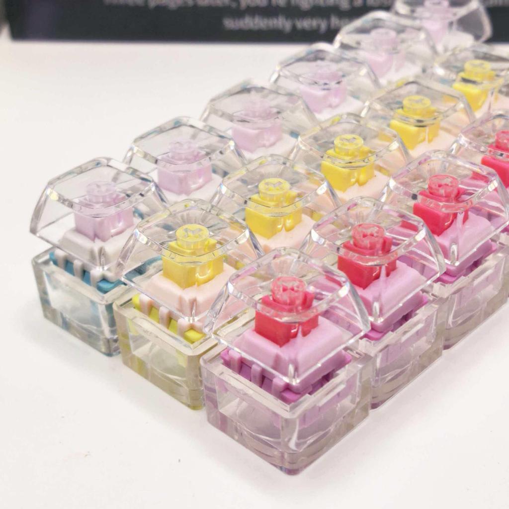 Stummer mechanischer Tastatur-Schlüsselanhänger mit 5,6 Kreuzachsen-Tasten und hochtransparenten Tastenkappen; Dekompression Spielzeug.