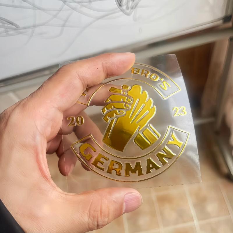 100pcs Stickers Personalized Logo 3D Custom Stickers Shiny Gold UV DTF Transfer Sticker Waterproof Wedding Labels Company Brand