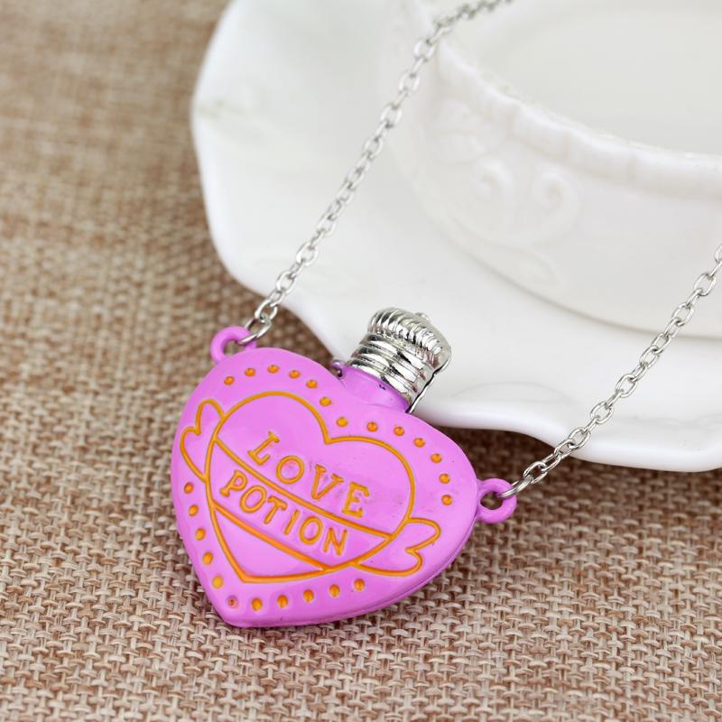 Love Potion Heart Bottle Pendant Necklace Chain for Lover's Jewelry Accessories