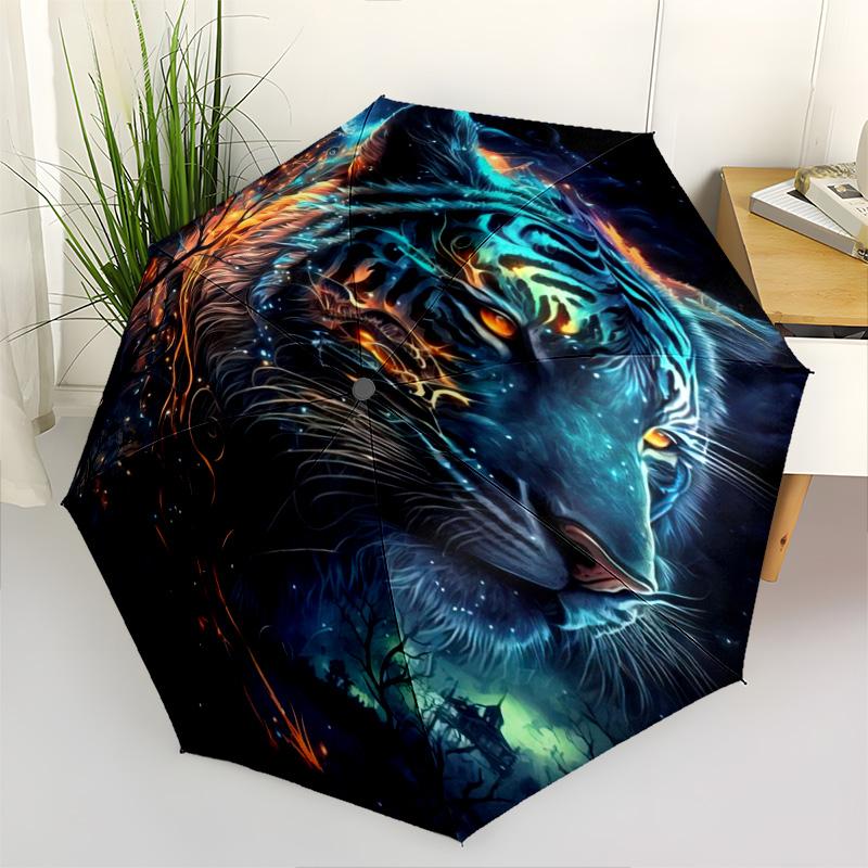 1pc lion Umbrella Portable Folding Umbrella Iron Frame Hole Bone Structure Outdoor Home Umbrella