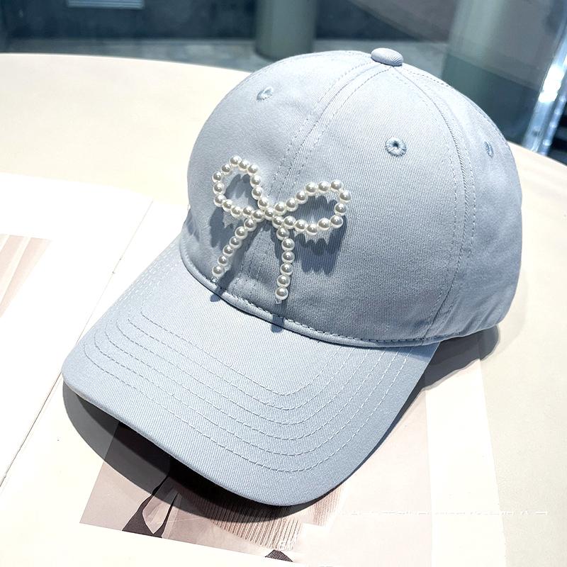 Delicate Baseball Hat Hat for Girls Women Pearl Bow Casual Hat for Sports Gym Mountain Camping Hat Outdoor Activity