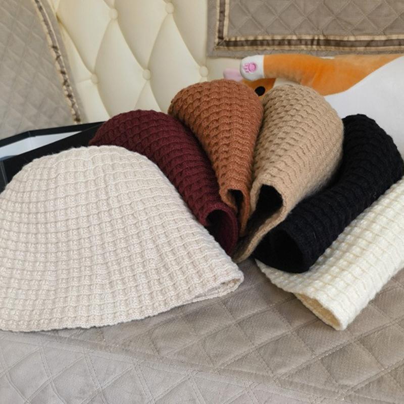 Thickened Solid Color Fisherman Hat Versatile Warm Face Covering Bucket Hat Showing Small Face In Autumn and Winter