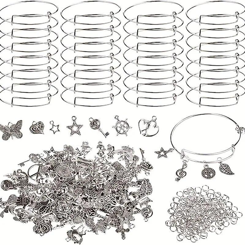 

Adjustable Silver Bracelets,Hidden Silver Pendants (Random)Open Loop Pendants, Used For Craft Jewelry Making