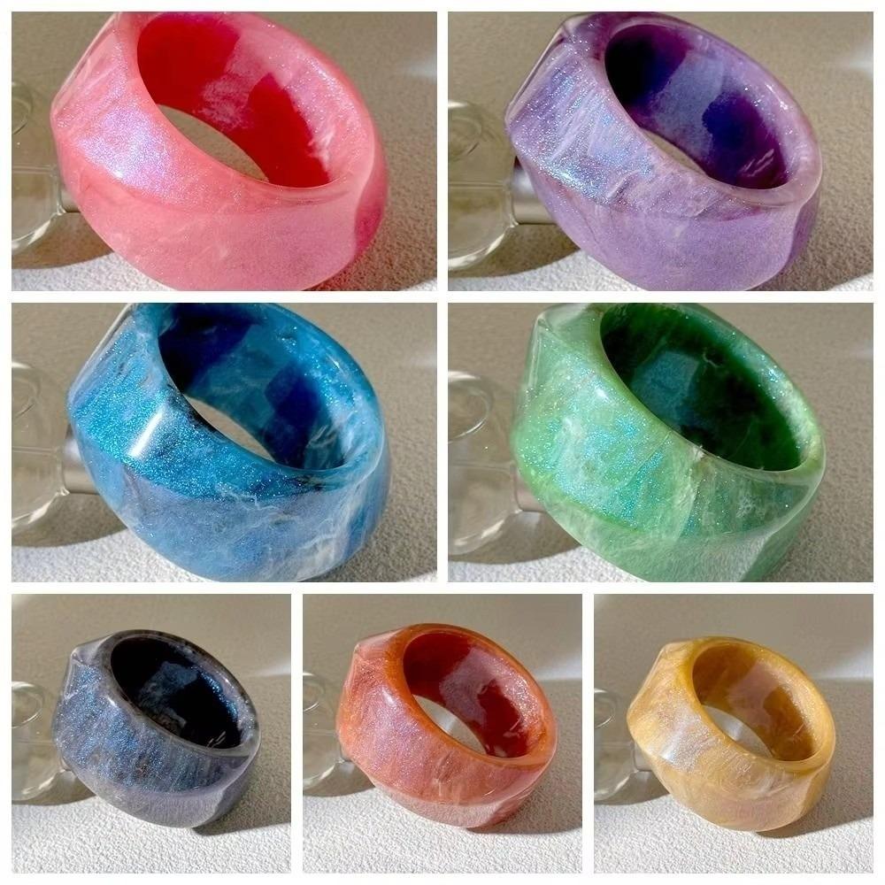 Shinny Glitter Acrylic Bangle Chunky Wide Bracelet Resin Bracelet Holiday Accessories