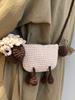 Woolen Knit Cartoon Sheep Crossbody Bag With Phone Pocket For Casual Daily Use