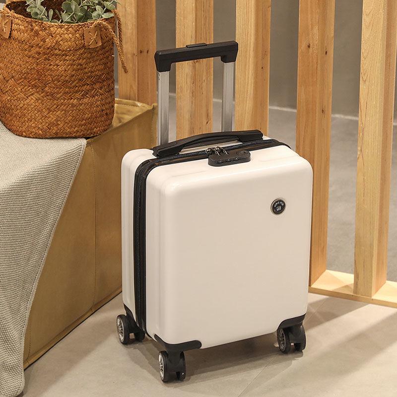 12" Compact Trolley Suitcase – Spring/West Air Travel Combo with Password Lock, Leather Exterior