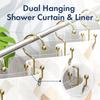 Rust-Proof Double Hook Metal Shower Curtain Hooks(12 Pieces), Smooth Gliding Design For Bathroom Curtain Rod Installation