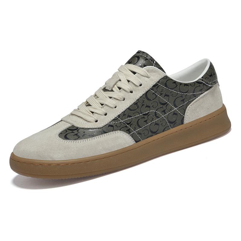 

Мужские удобные кожаные дышащие спортивные кеды повседневные плоские универсальные на шнуровке белые туфли с круглым носком 45 чёрный