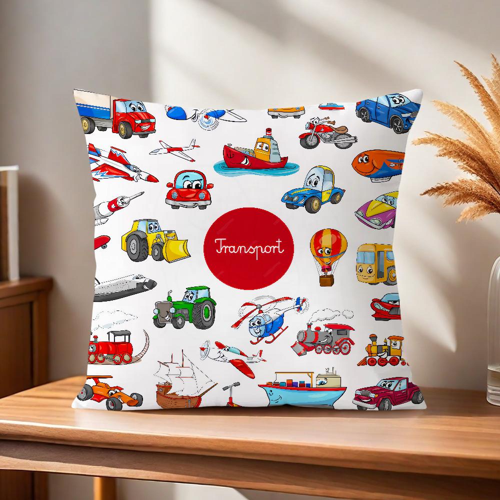 ART Transportation Cars Truck Boat Racing Soft Pillow Case for Sofa Living Room Home Office Decor Protective Covers Without