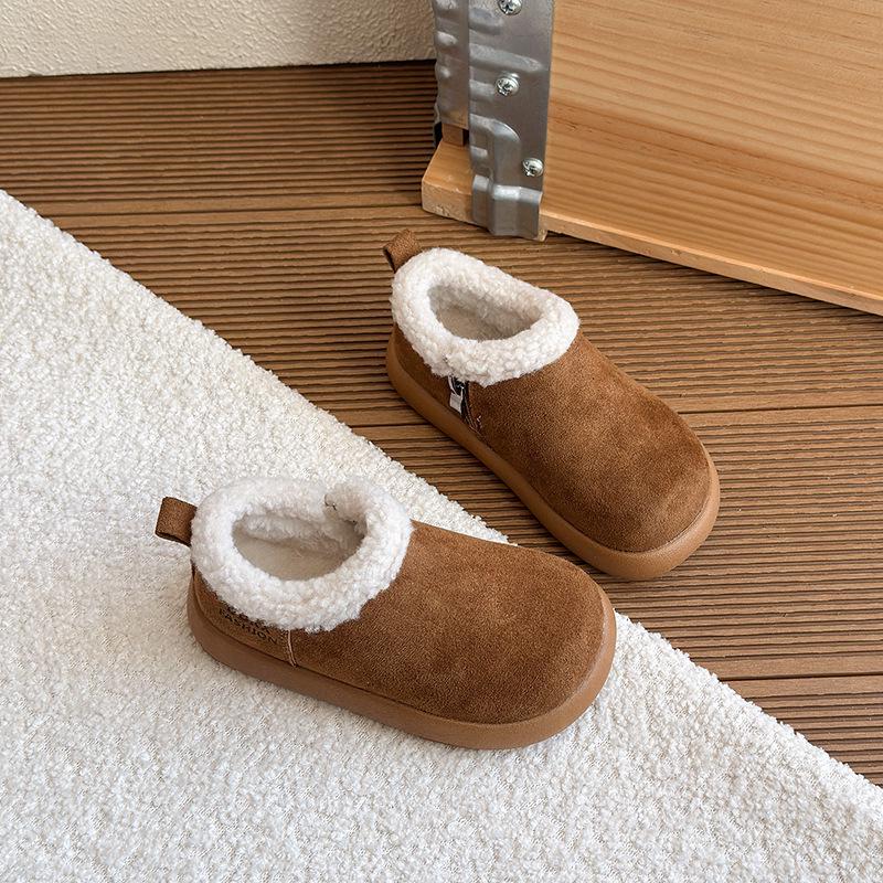 Winter 2025 Kinder Niedrige Schneestiefel, Koreanischer Stil, Vielseitig & Warm Samt, Mädchen Baumwollschuhe