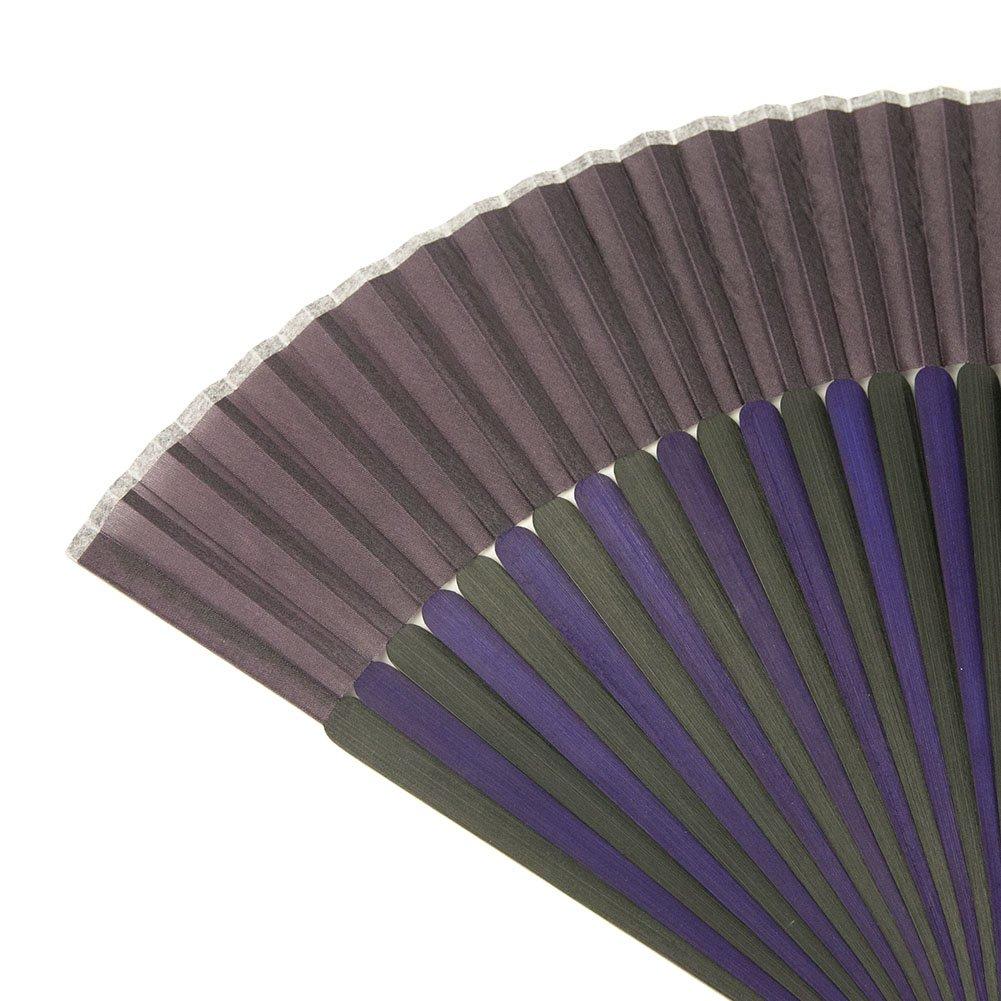Pure Silk Folding Bamboo Set Fan [KYOETSU] [Kyoetsu] Fan, Plain, 2-Color Black, 2-Piece (Folding Fan, Case) Women's (13)