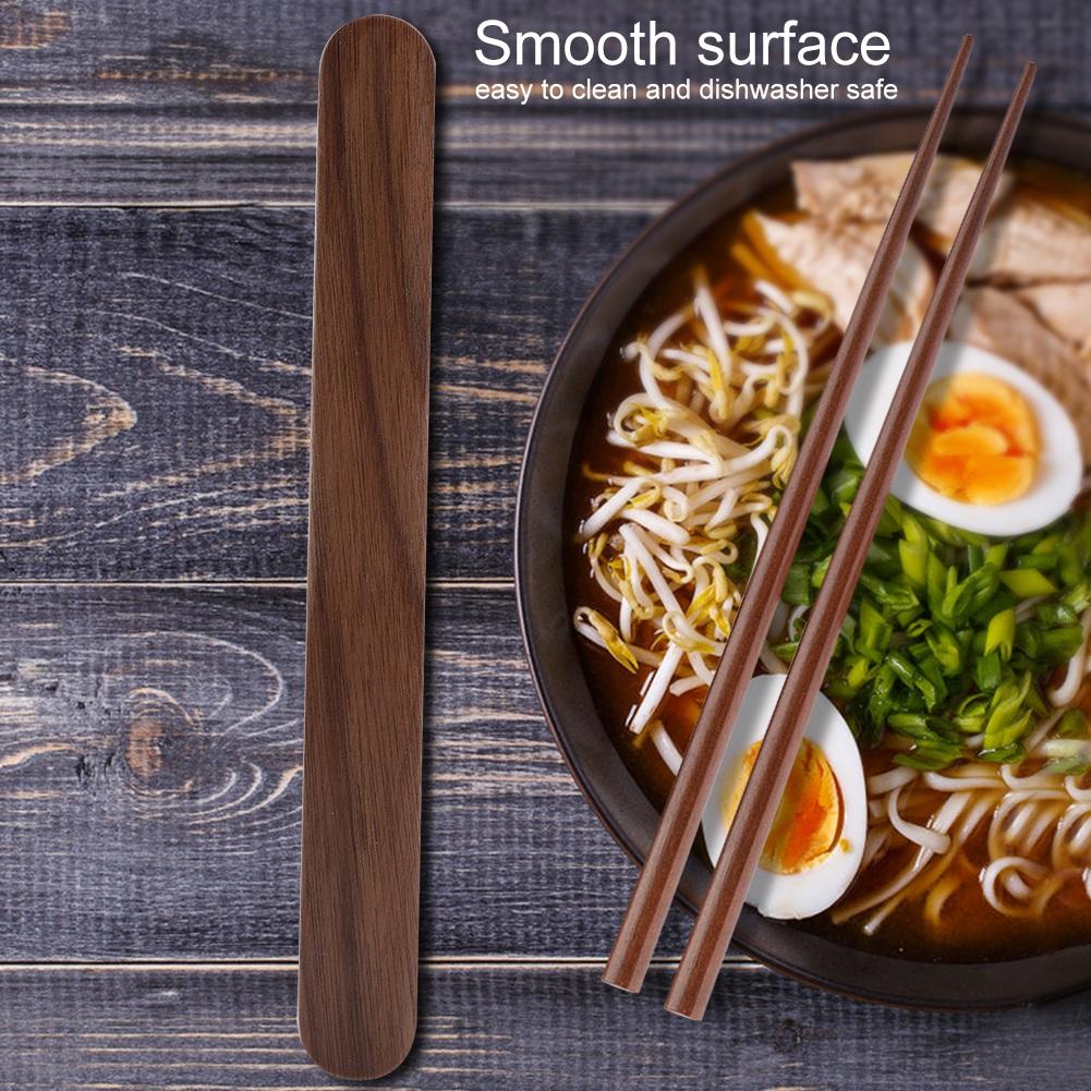 Portable Eco Friendly Wooden Reusable Chopsticks Storage Case Box