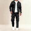 Zweiteiliges Set: Trendige Slim-Fit-Jacke und Latzhose für Herren – lässige Herrenmode