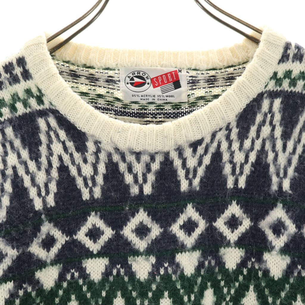 ARROW SPORT 80er 90er Altes Fair Isle Muster Langarmpullover M Strick Herren Gebraucht
