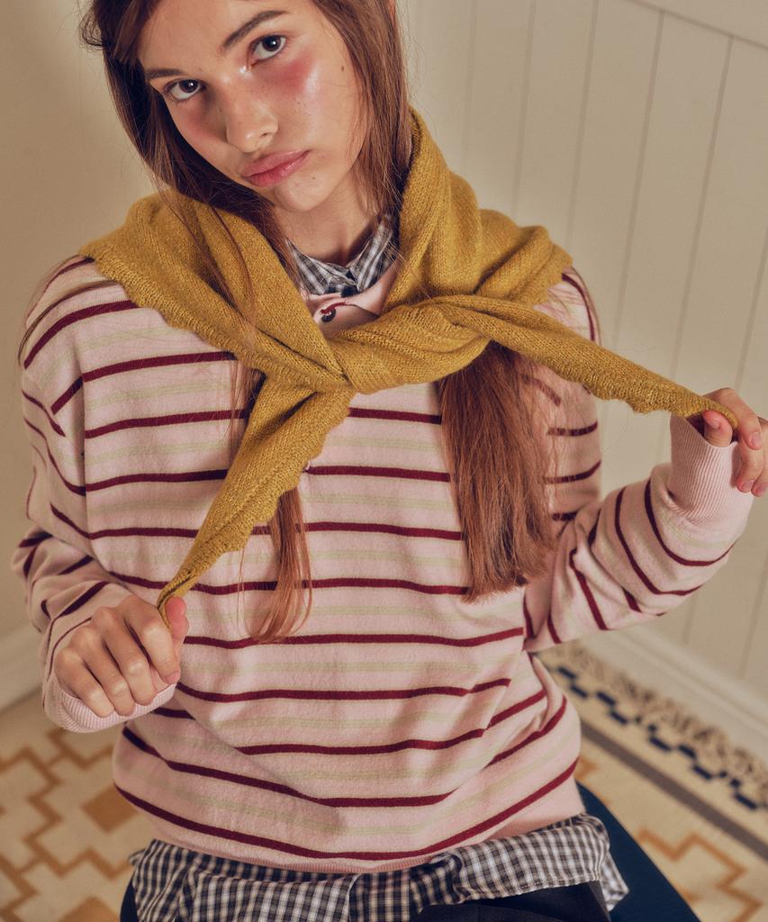 MELLY&ROSE Soft Stripe Polo Knit (310253)_Pink