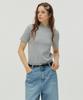 NEW LOOKY Mock-Neck Short-Sleeve T-Shirt _Melange Gray